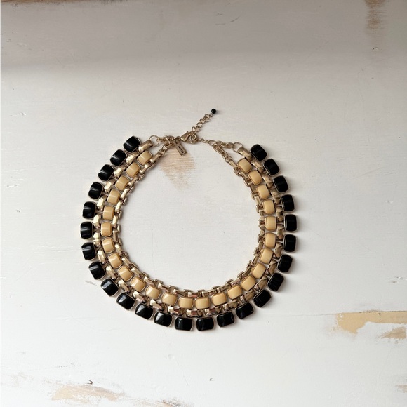 Retro The Limited Gold Tone with Black and Cream Lucite Statement Necklace - Picture 6 of 13